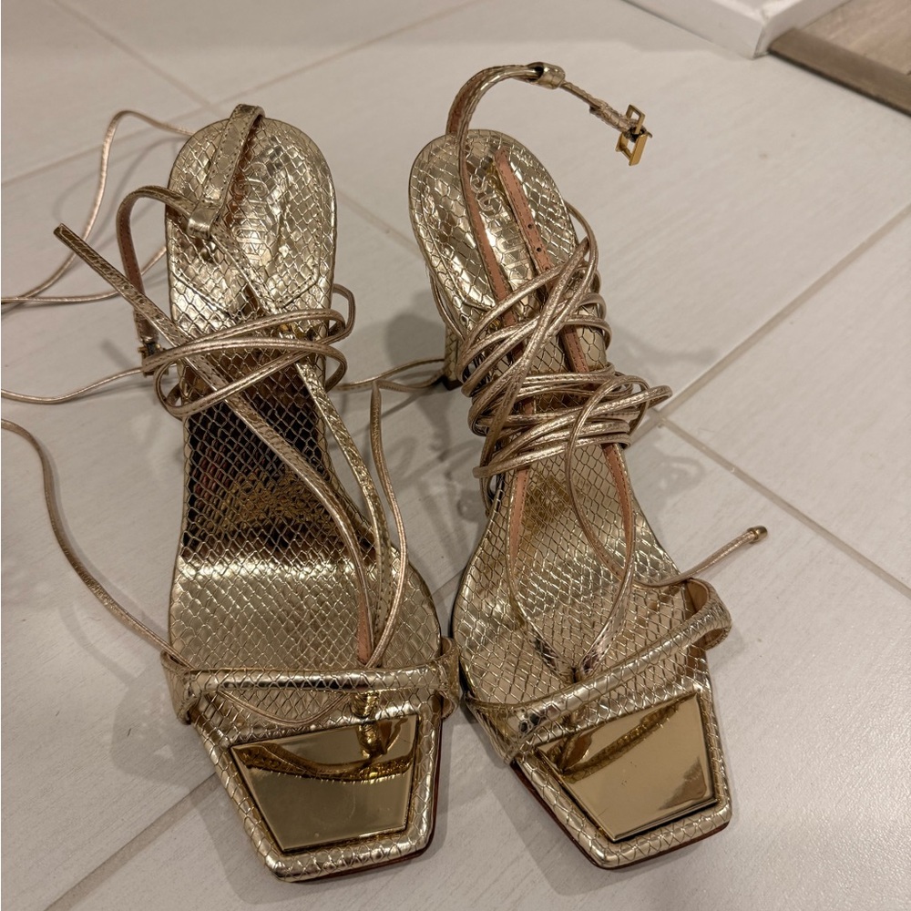 SCHUTZ Gold Strappy Heels
